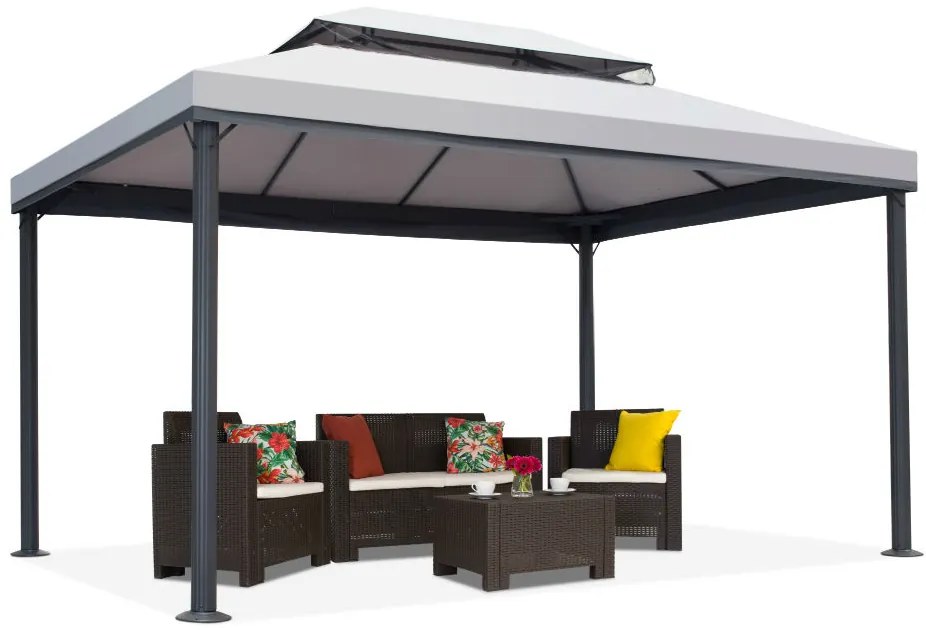 Grijs tuinpaviljoen Valencia 4x4 m Garden Point