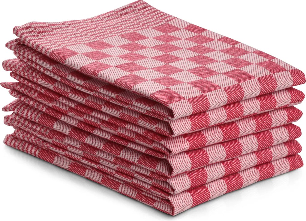 Theedoek ruit – 6 stuks – 50×70 – rood