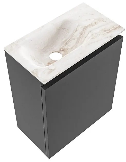 Mondiaz Ture DLux toiletmeubel 40cm dark grey met wastafel frappe links met kraangat