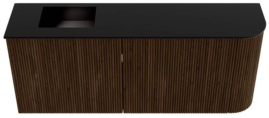 Mondiaz Joya 100cm toiletmeubel ronding rechts walnut met wastafel faye links 1 kraangat urban