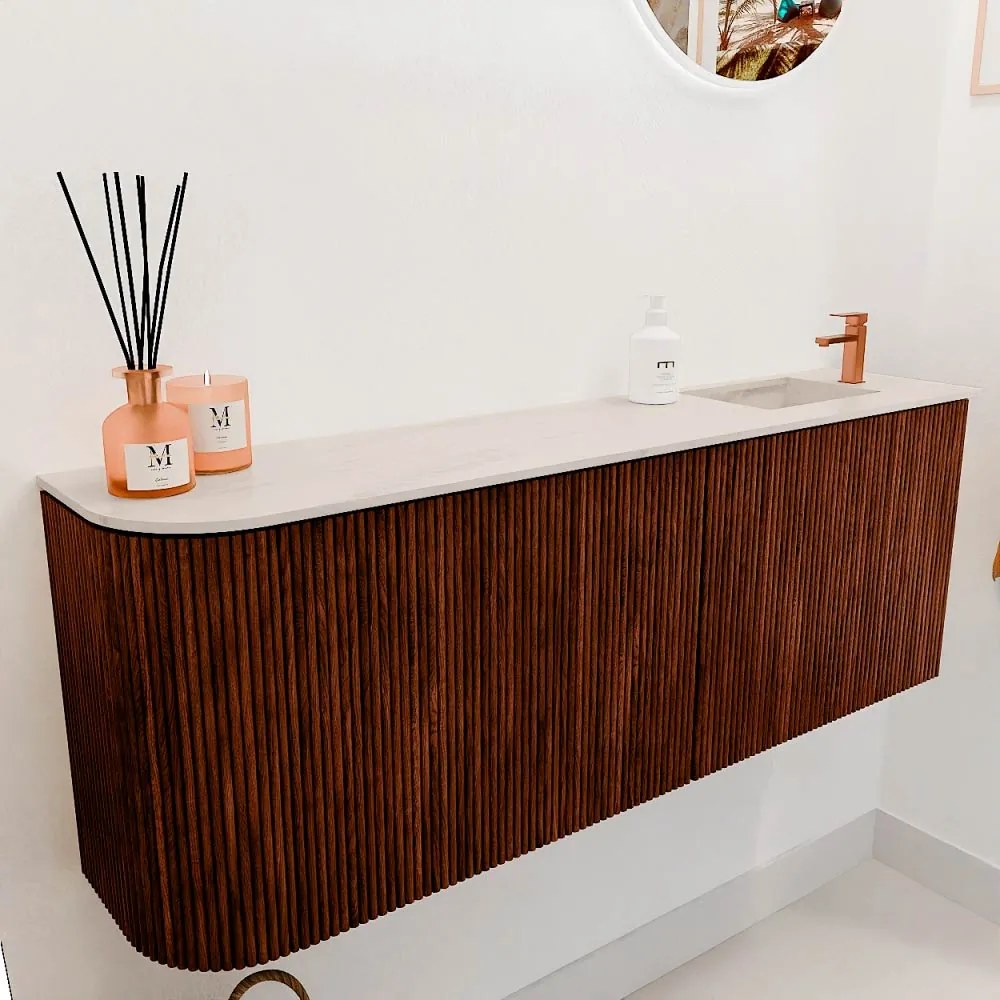 Mondiaz Joya DLux 110cm toiletmeubel ronding links ruby met wastafel faye rechts 1 kraangat meli