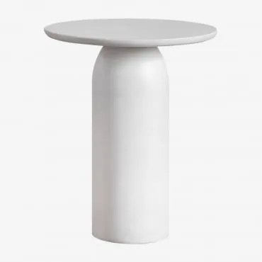 Rond Nachtkastje Van Cement (ø45 Cm) Layana Wit - Sklum
