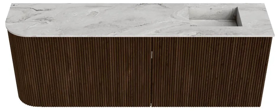 Mondiaz Joya DLux 110cm toiletmeubel ronding links walnut met wastafel faye rechts 1 kraangat glace