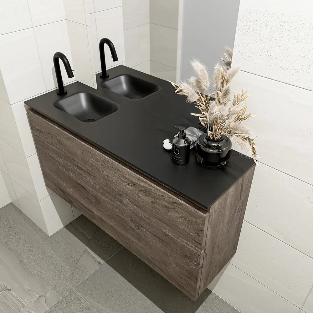 Mondiaz Olan 100cm toiletmeubel dark brown met wastafel urban links 1 kraangat