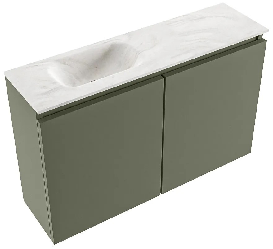 Mondiaz Ture DLux toiletmeubel 80cm army met wastafel ostra links met kraangat