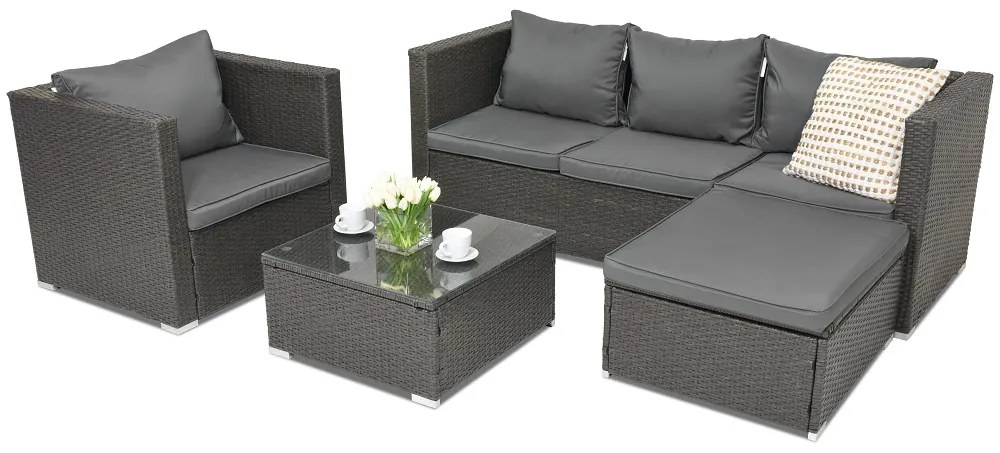Technorattan tuinmeubelen Roma Corner 5 Garden Point antraciet