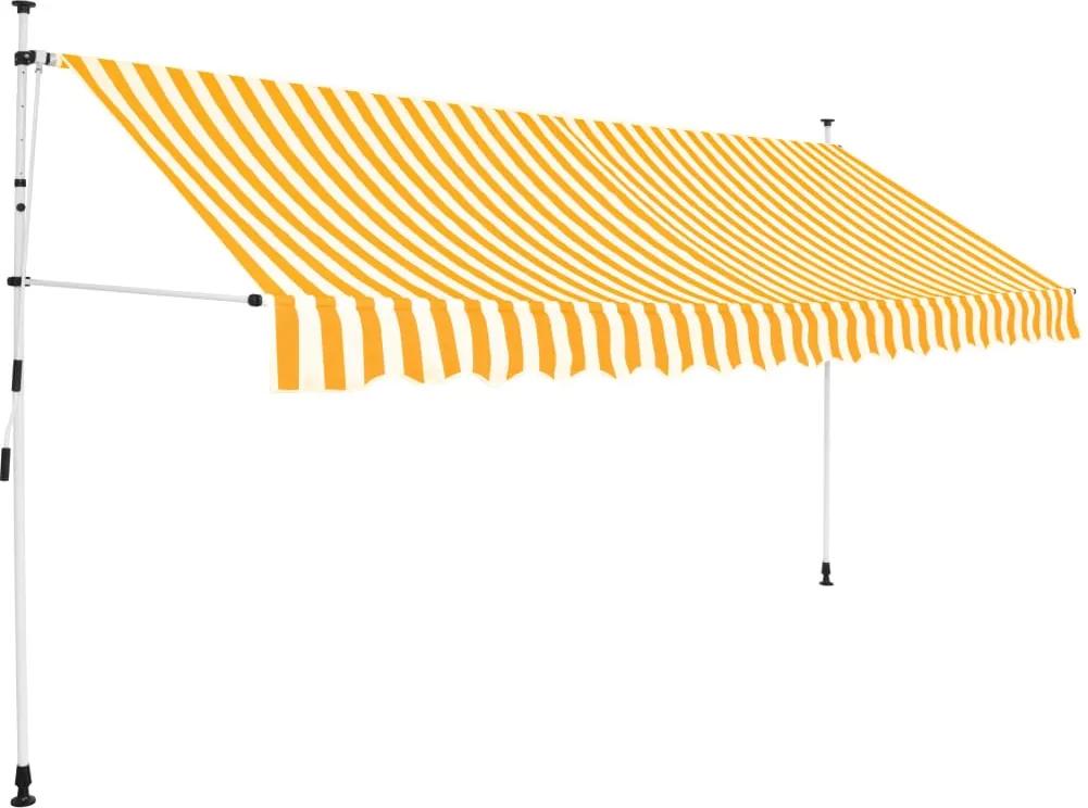 Luifel handmatig uittrekbaar 400 cm geel en witte strepen