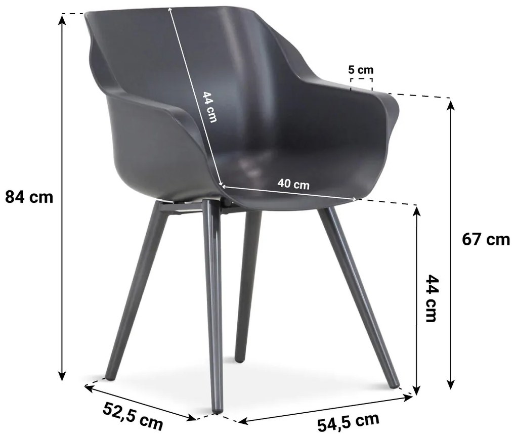 Tuinset Ronde Tuintafel 130 cm Kunststof Grijs 4 personen Hartman Sophie