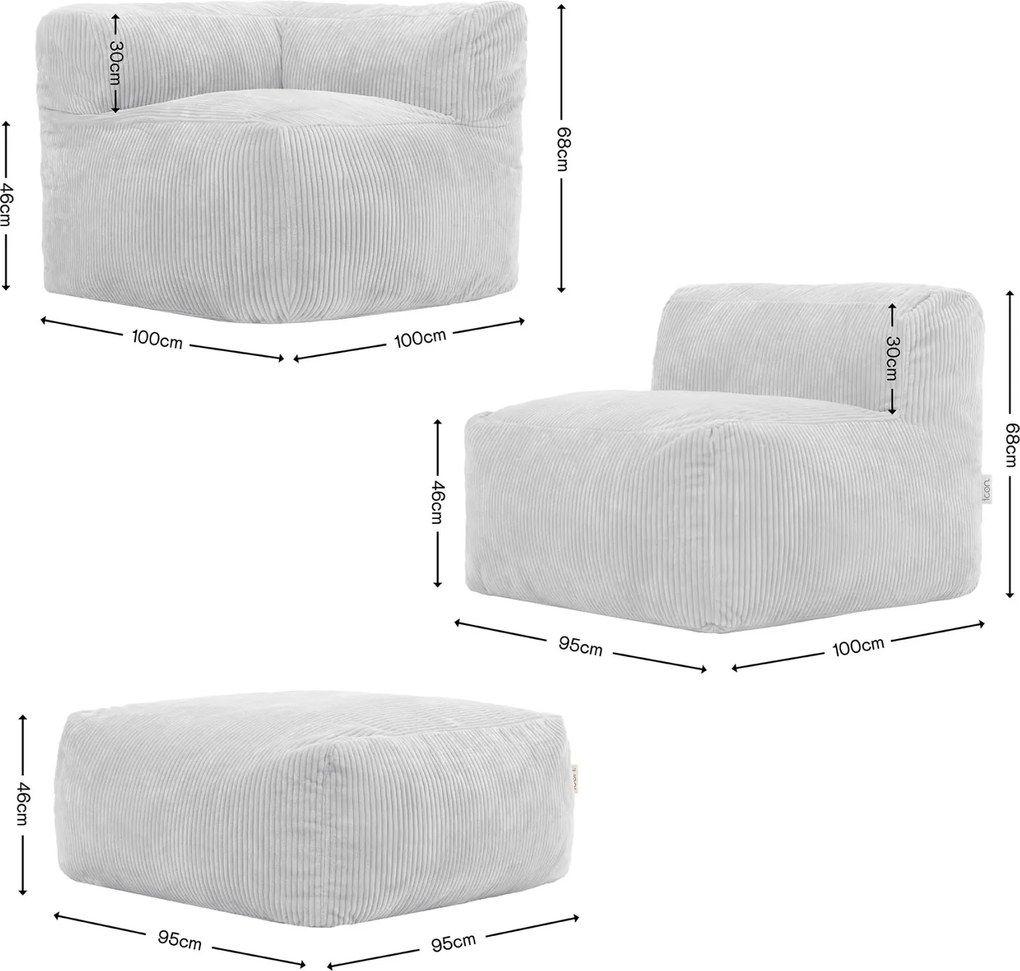 Zen Modulaire Zitzak Corduroy - 3-delig - Stone