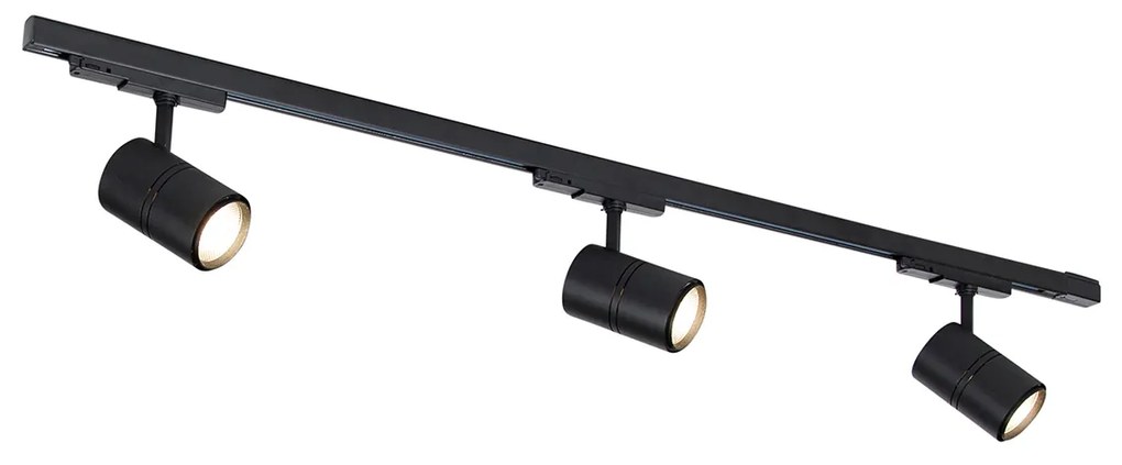 LED Modern 3-fase railsysteem met 3 Spot / Opbouwspot / Plafondspots zwart links - 3-Phase Ruler Modern Binnenverlichting Lamp