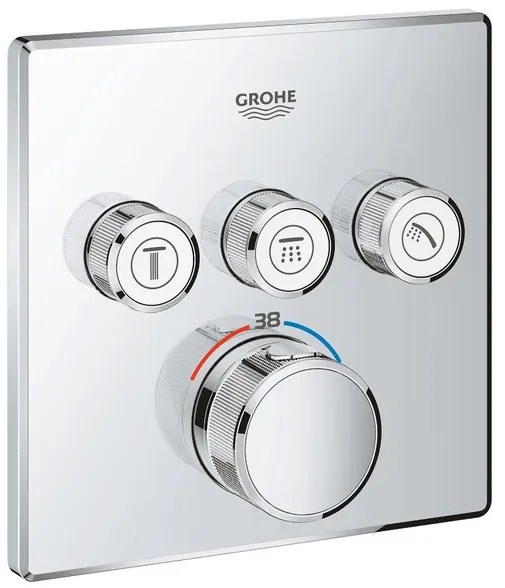 GROHE Grohtherm smartcontrol afdekset douchethermostaat met omstel 3x vierk.chr 29126000