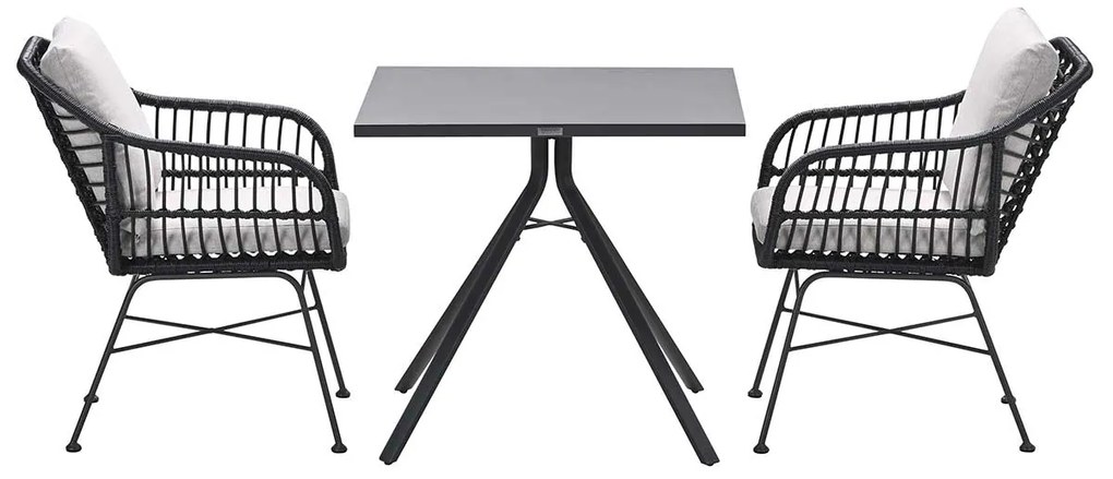 Garden Impressions Lucas tuinset zwart 3-delig - Rimini tuintafel 80x80 cm