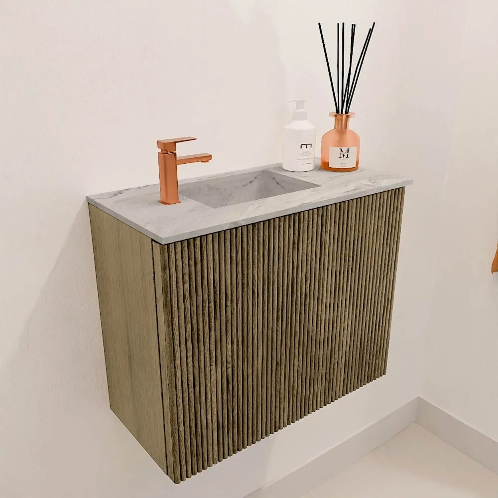 Mondiaz Joya DLux 50cm toiletmeubel dusk met wastafel faye links 1 kraangat glace