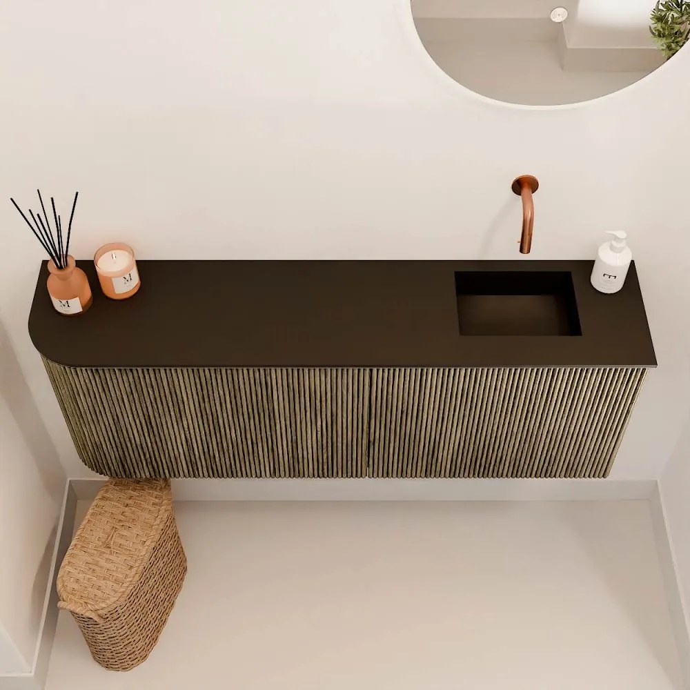 Mondiaz Joya 110cm toiletmeubel ronding links dusk met wastafel faye rechts zonder kraangat urban