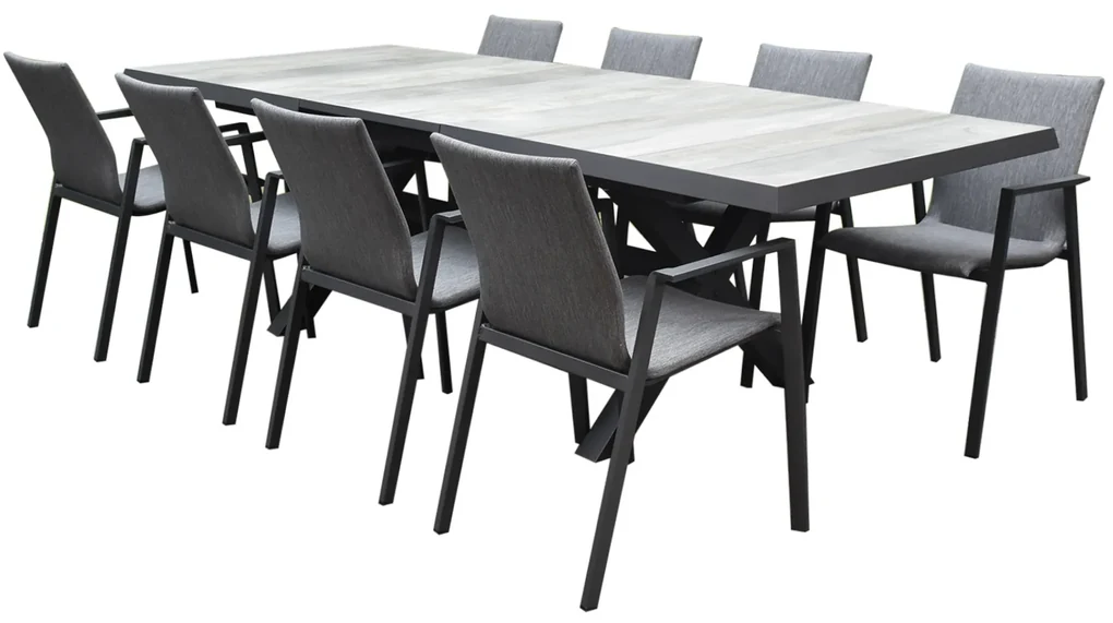 Nancy New Delhi dining tuinset uitschuifbaar 204-264x103xH74,5 cm 9 delig  aluminium