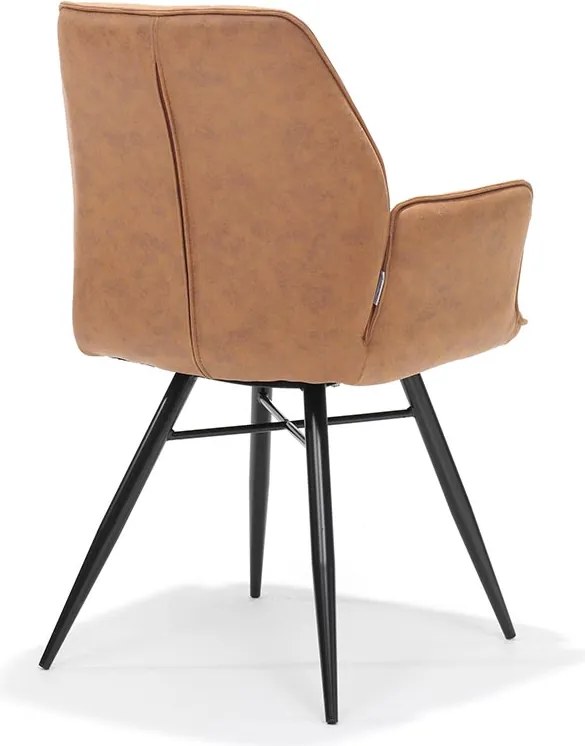 Eetkamerstoel - Clark - lederlook Soft cognac