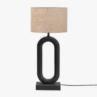 Tiberia Mangohouten Tafellamp Gewoon Zwart & Licht Zandbruin Ø30 Cm - ↑20 Cm Arlina - Sklum