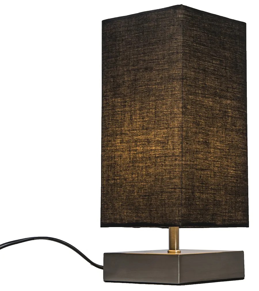 Moderne tafellamp zwart met staal - Milo Design, Industriele / Industrie / Industrial, Modern E14 vierkant Binnenverlichting Lamp