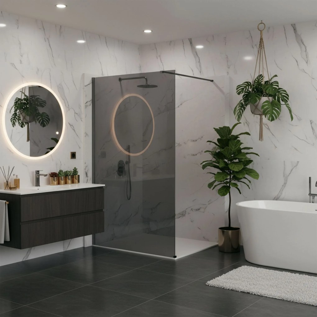 Walk-in douchewand Rea Flexi Grey / Titan 130