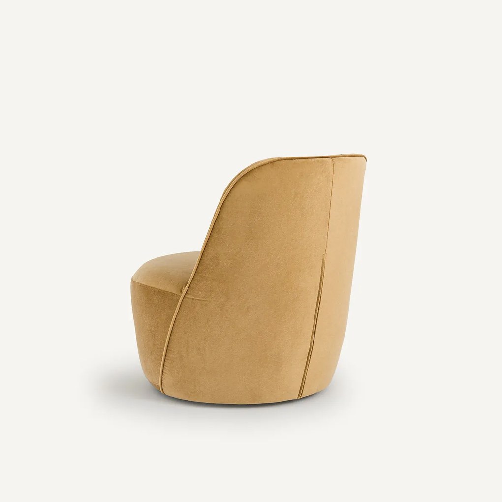 Draaifauteuil van linnenfluweel, Rosebury, ontwerp Emmanuel Gallina
