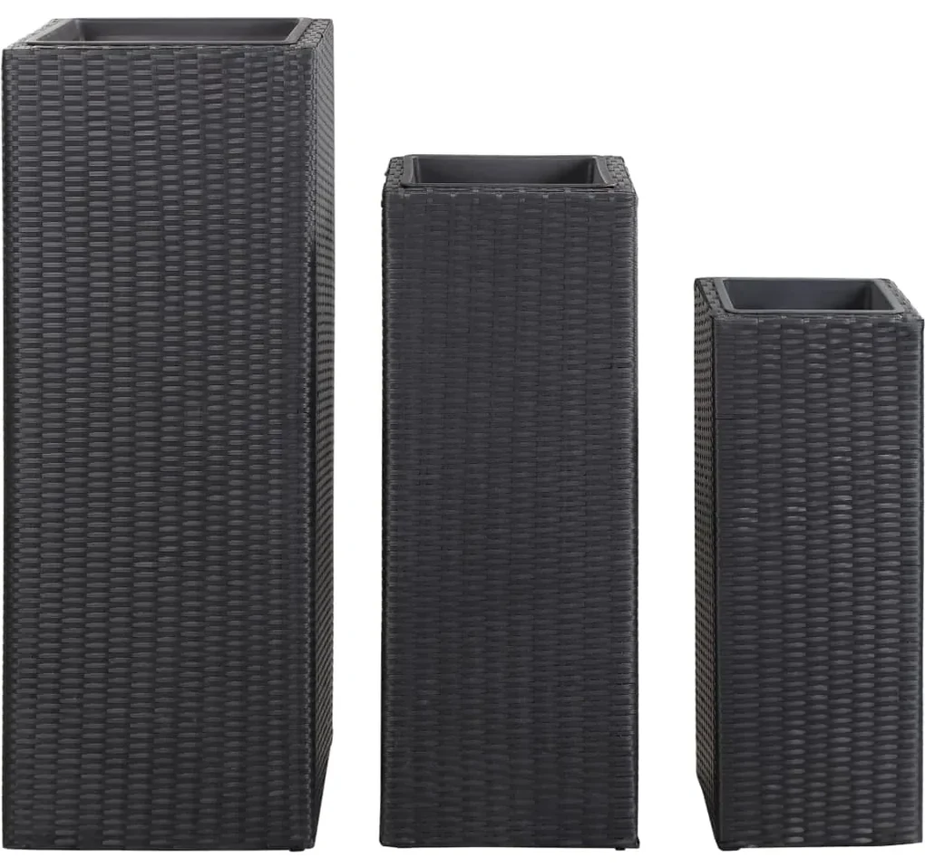 vidaXL Plantenbakken verhoogd 3 st poly rattan zwart
