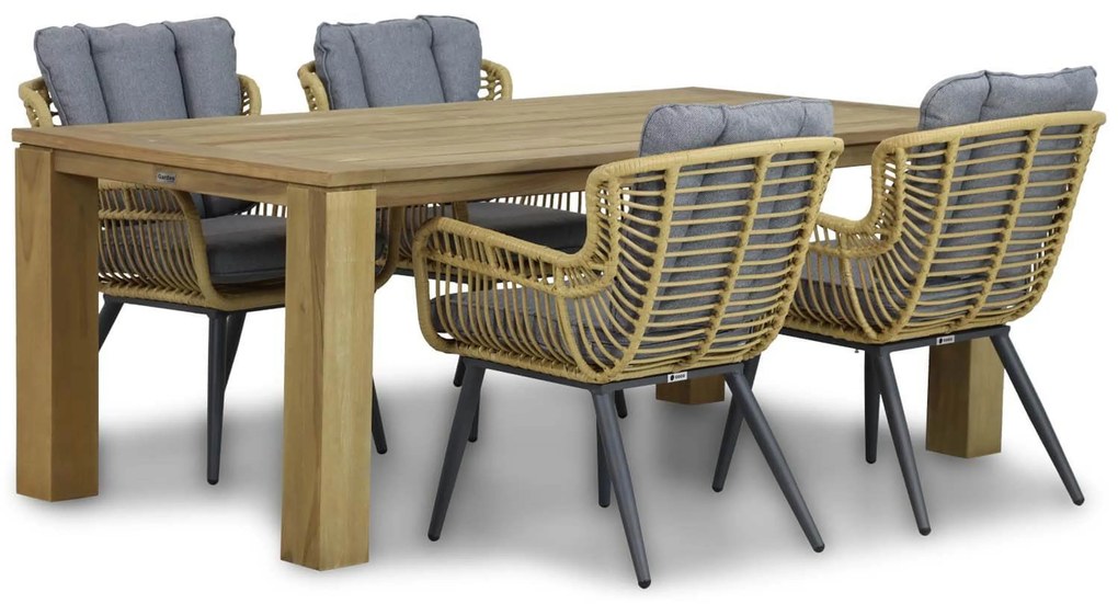 Tuinset 4 personen 200 cm Aluminium/wicker Taupe Coco Azzano/Brighton