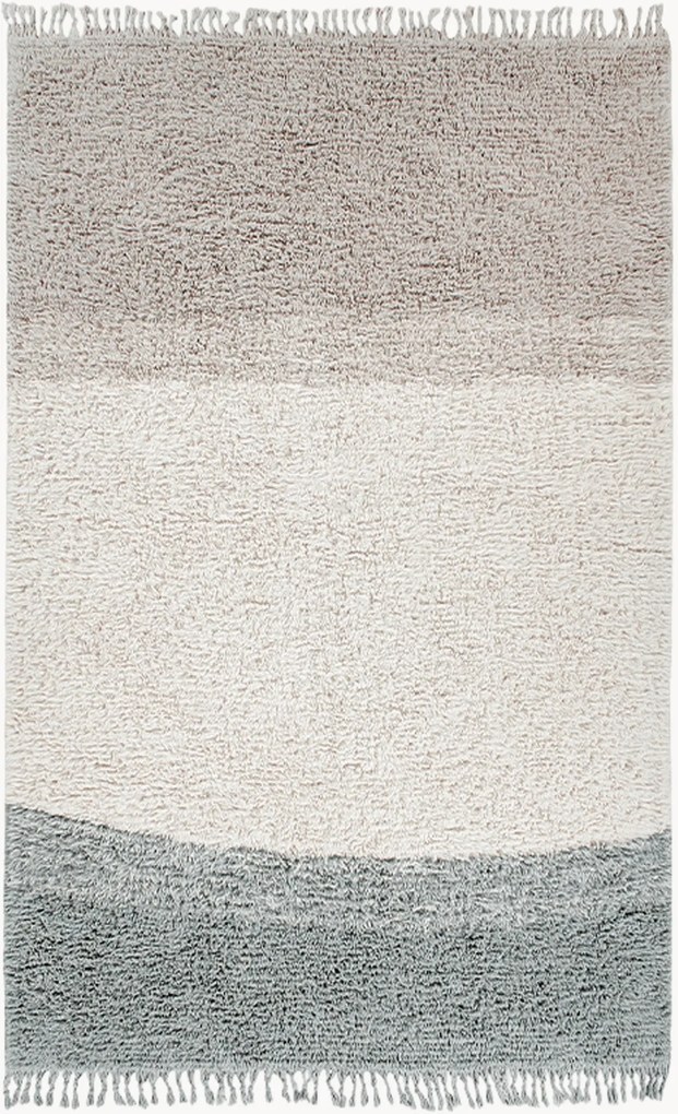 Wasbaar wollen hoogpolig vloerkleed Into The Blue