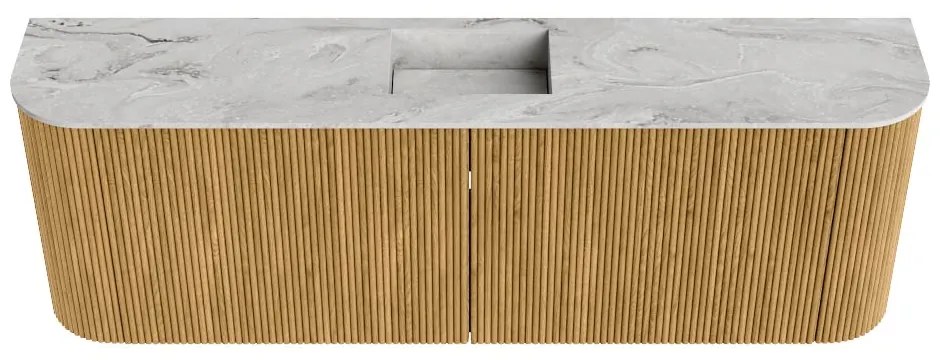 Mondiaz Joya DLux 125cm toiletmeubel ronding links/rechts oak met wastafel faye midden 1 kraangat glace