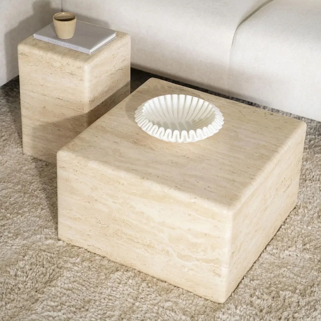 Travertin Salontafel Vierkant - 60 X 60cm.