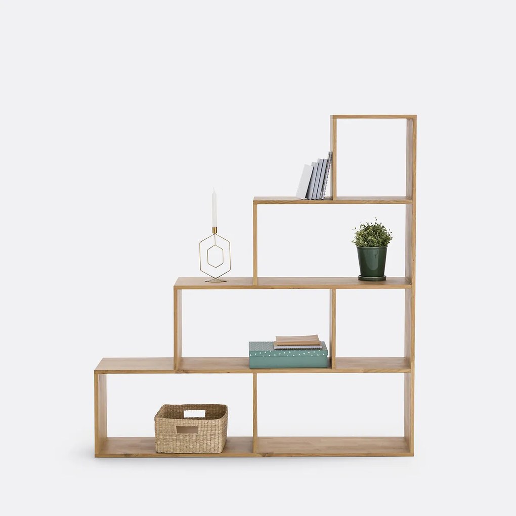 Trapboekenkast, massief eiken, JORGA