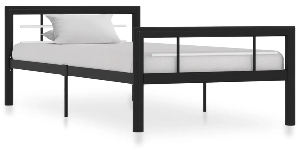 vidaXL Bedframe metaal zwart en wit 90x200 cm