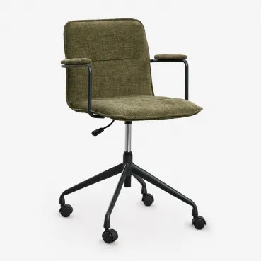 Seifert Bureaustoel Met Wielen En Armleuningen Zwart & Chenille Saliegroen & Chenille - Sklum