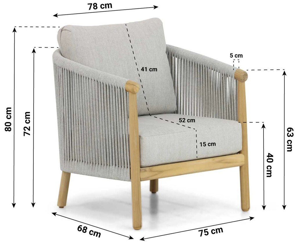Tuinstoel Aluminium/rope Grijs-antraciet Lifestyle Garden Furniture Bloom