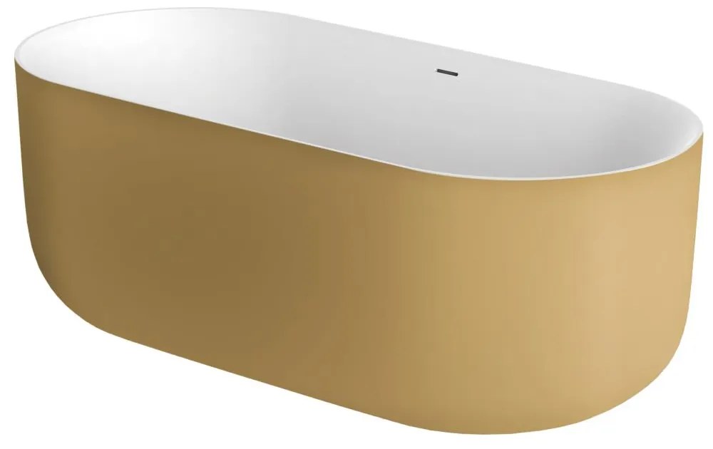 Xenz Mauro vrijstaand bad solid surface 180x85x65cm goud/wit