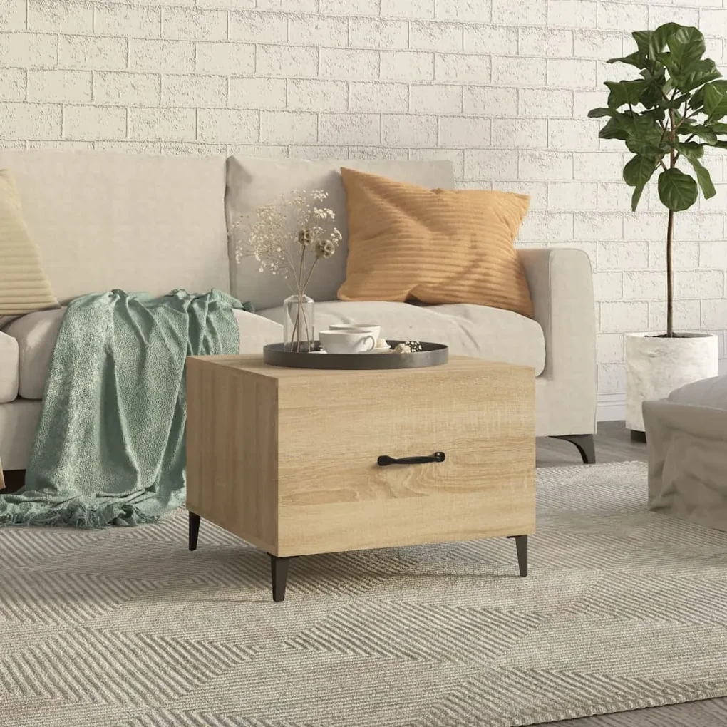 vidaXL Salontafel met metalen poten 50x50x40 cm sonoma eikenkleurig