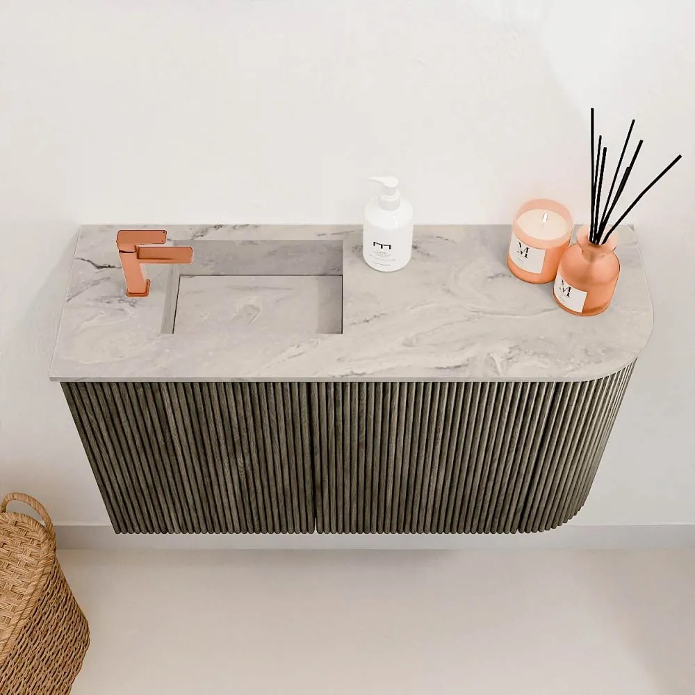 Mondiaz Joya DLux 70cm toiletmeubel ronding rechts shadow met wastafel faye links 1 kraangat glace