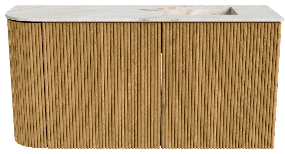 Mondiaz Joya DLux 80cm toiletmeubel ronding links oak met wastafel faye rechts zonder kraangat frappe