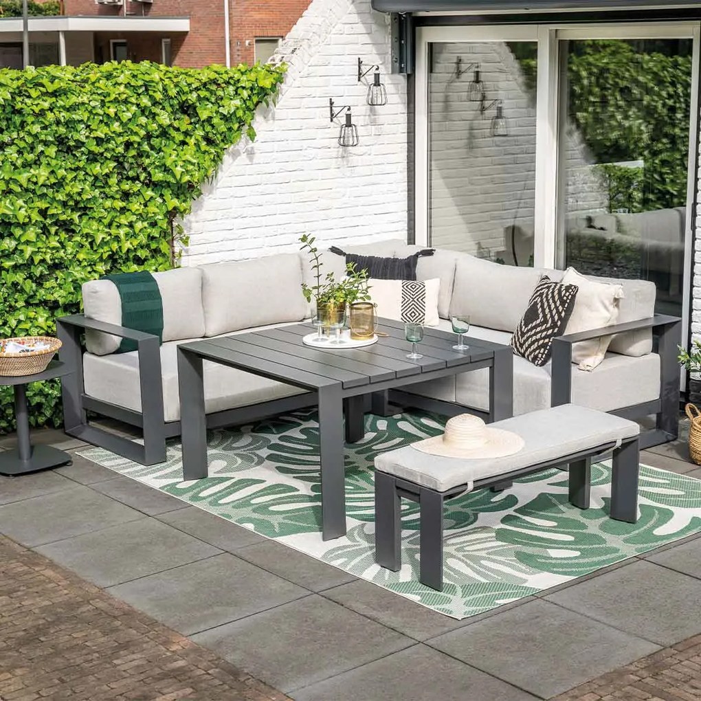 Garden Impressions Malakka lounge dining tafel 111,5x111,5 cm - donker grijs