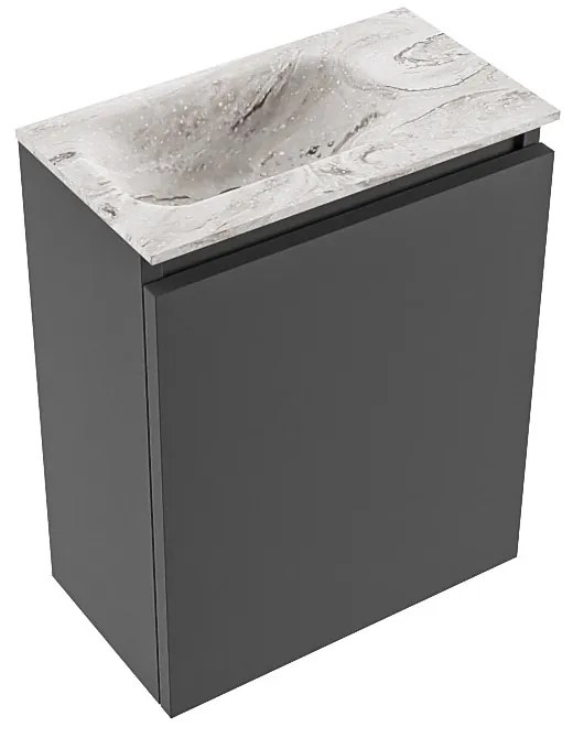 Mondiaz Ture DLux toiletmeubel 40cm dark grey met wastafel glace links zonder kraangat