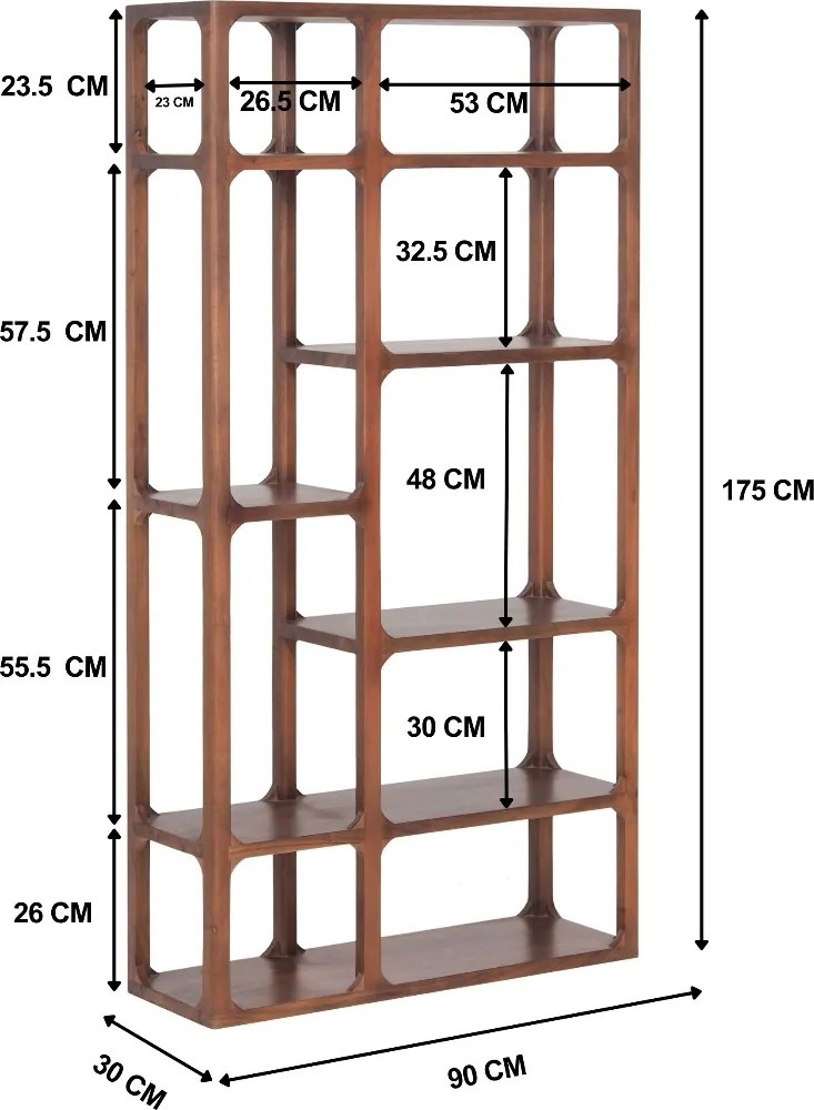 Open Kast Bruin - 90x30x175cm.
