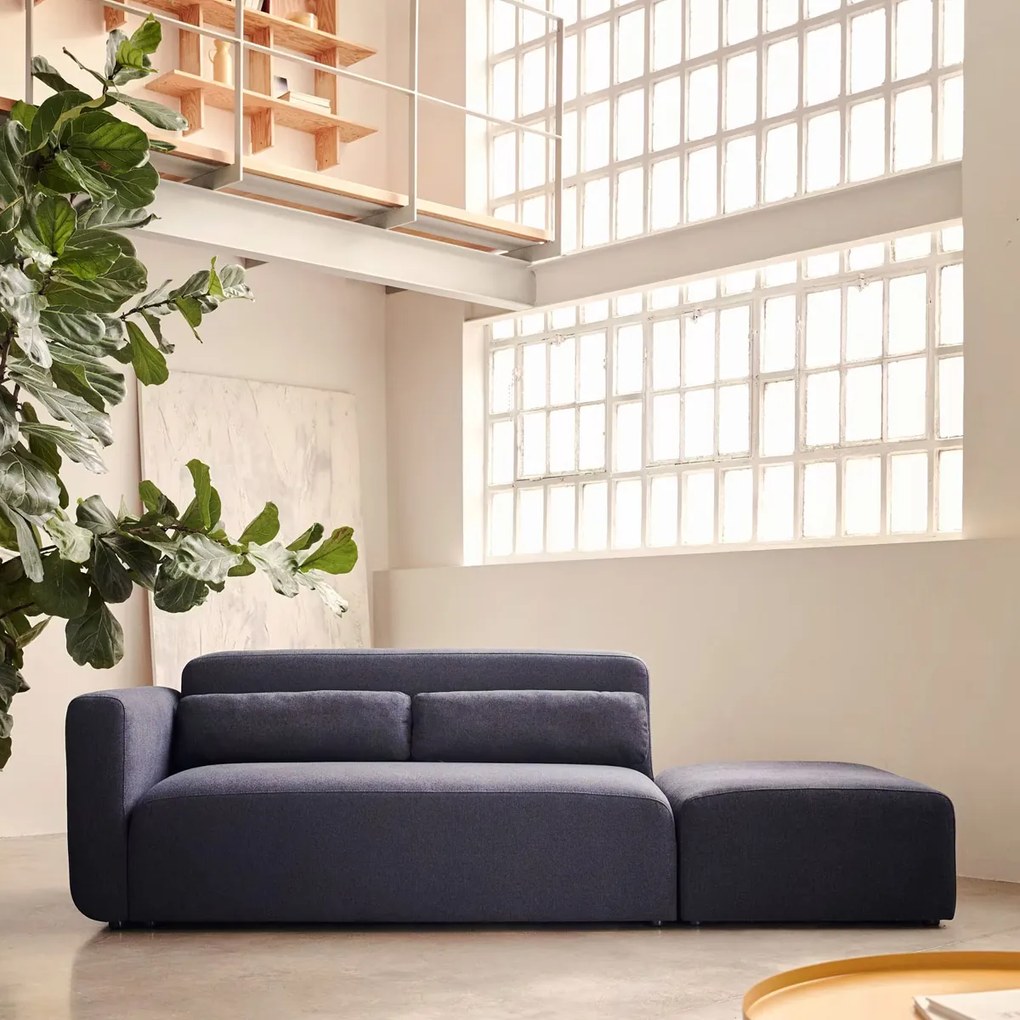 Kave Home Neom Rechte Bank Met Hocker Blauw