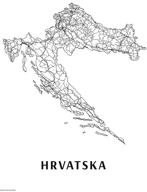 Kaart Hrvatska black & white