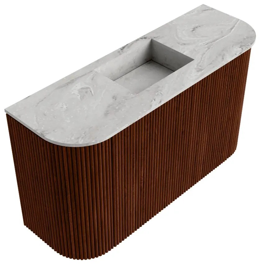 Mondiaz Joya DLux 75cm toiletmeubel ronding links/rechts ruby met wastafel faye midden zonder kraangat glace