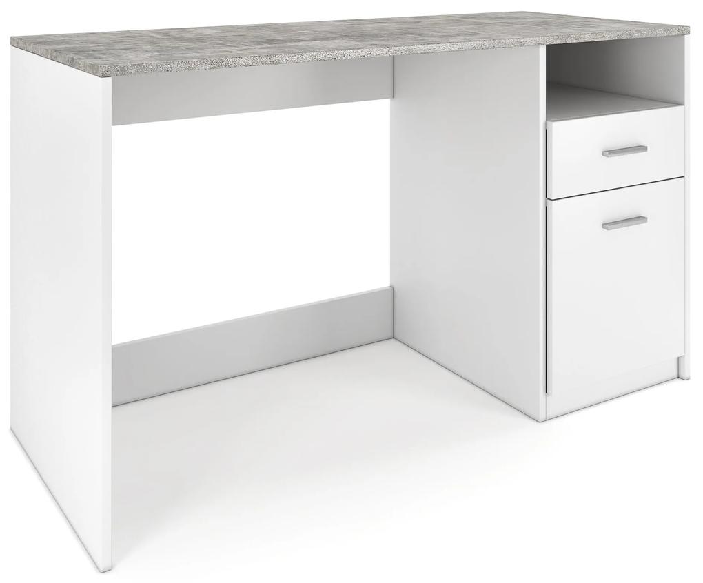 Nancy's Harvey Bureau - Werktafel - Computertafel - Opbergruimte - Opbergvak - Lade - Zwart/Wit - Beton - Bewerkt Hout - 120 x 50 x 75 cm