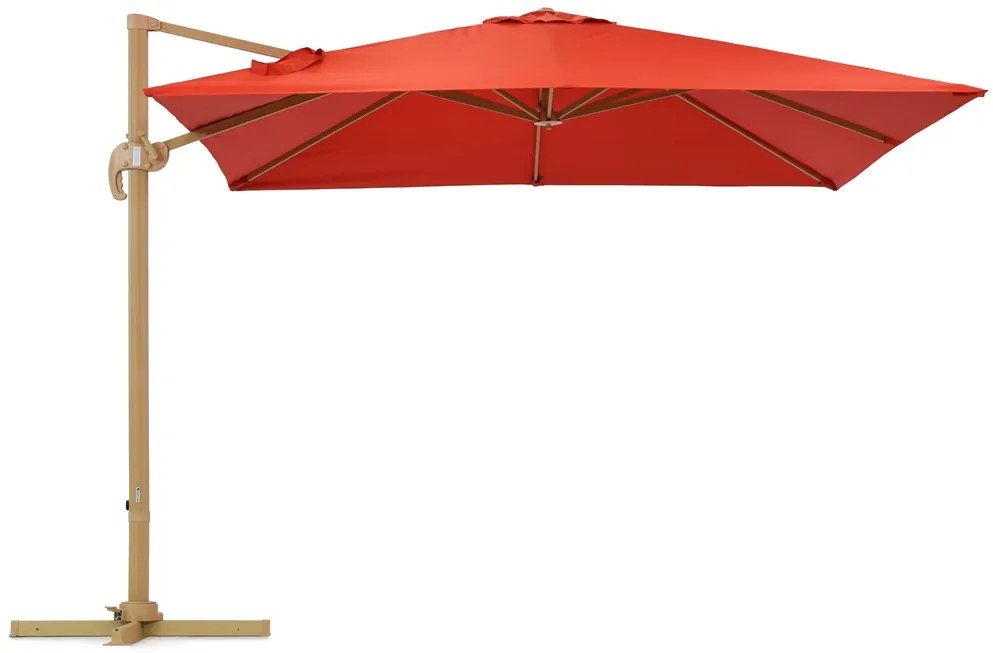 Siena 3x3m houtachtige tuinparasol met rode hoes Garden Point