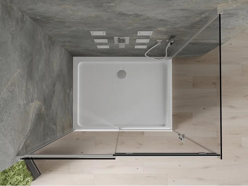Mexen Omega schuifdouchecabine 100 x 90 cm, grafiet, chroom + Flat douchebak, wit - 825-100-090-01-40-4010