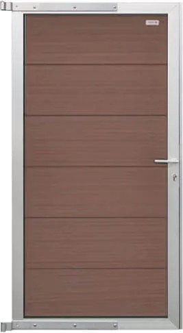 Tuindeur composiet Forte Bruin incl. slot en blank aluminium kader (90 x 180 cm)