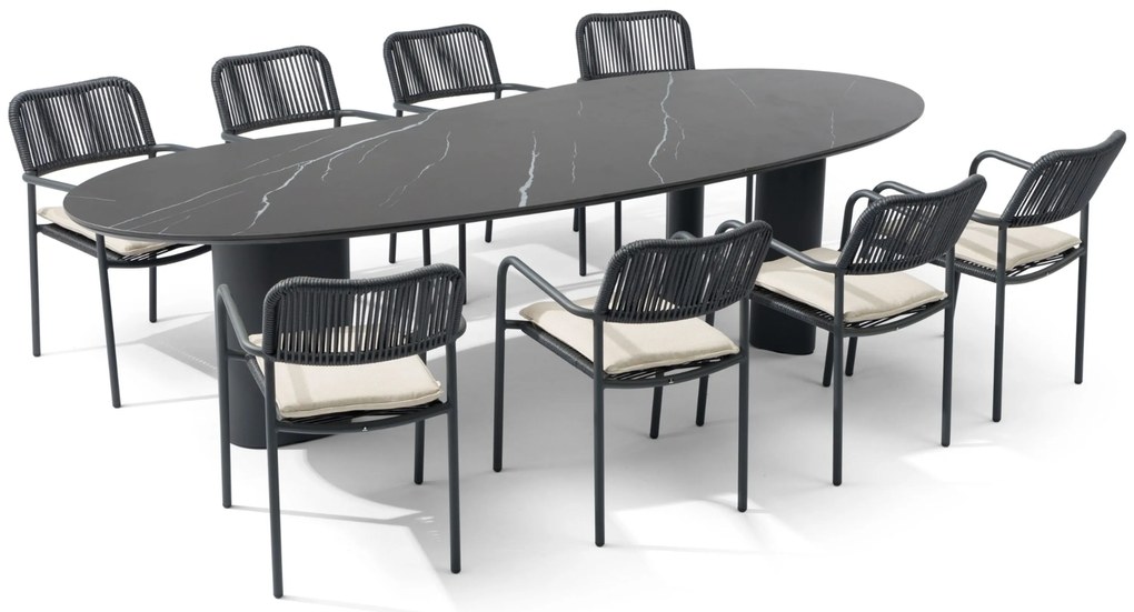 Tuinset 8 personen 300 cm Aluminium/rope Grijs Coco Penya/Weave