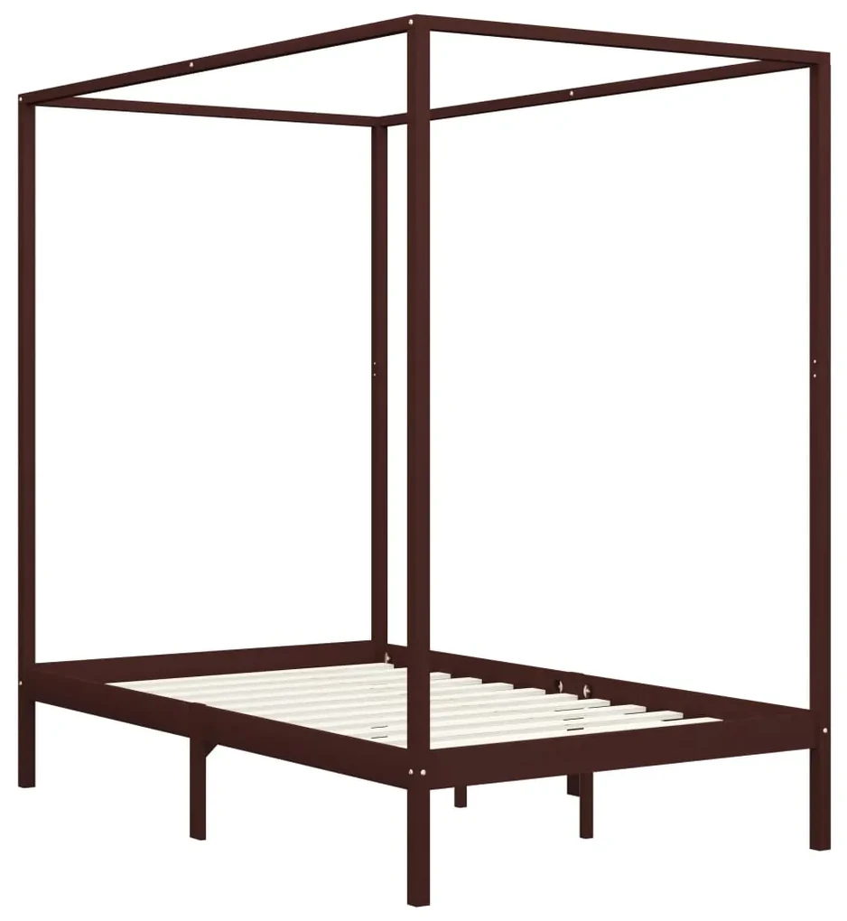 vidaXL Hemelbedframe massief grenenhout donkerbruin 120x200 cm