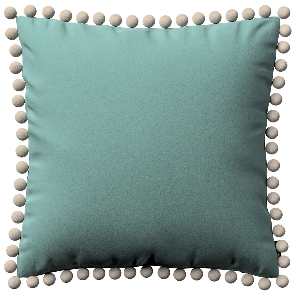 Dekoria Kussenhoes Wera met pompons, mintgroen 45 x 45 cm